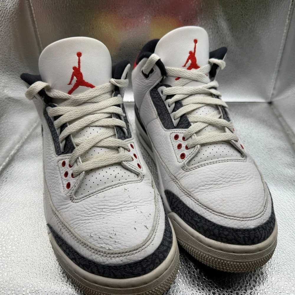 Size‎ 9.5 Jordan 3 Retro Denim SE Fire Red White Black Mens Sneakers CZ6431-100